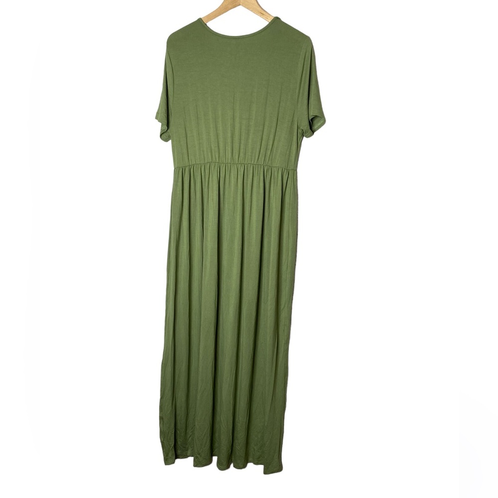 Luckswan Solid Green Short Sleeve Maxi Dress NWT XL Flawed* - Picture 2 of 6